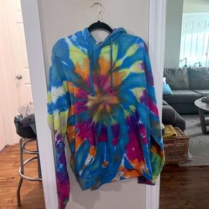 Oversized Blue Tie-Dye Hoodie
